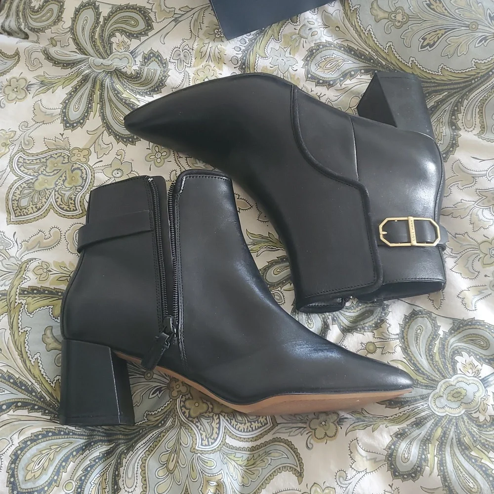 COLE HAAN Black Leather Ankle Dressy Booties Size 10
